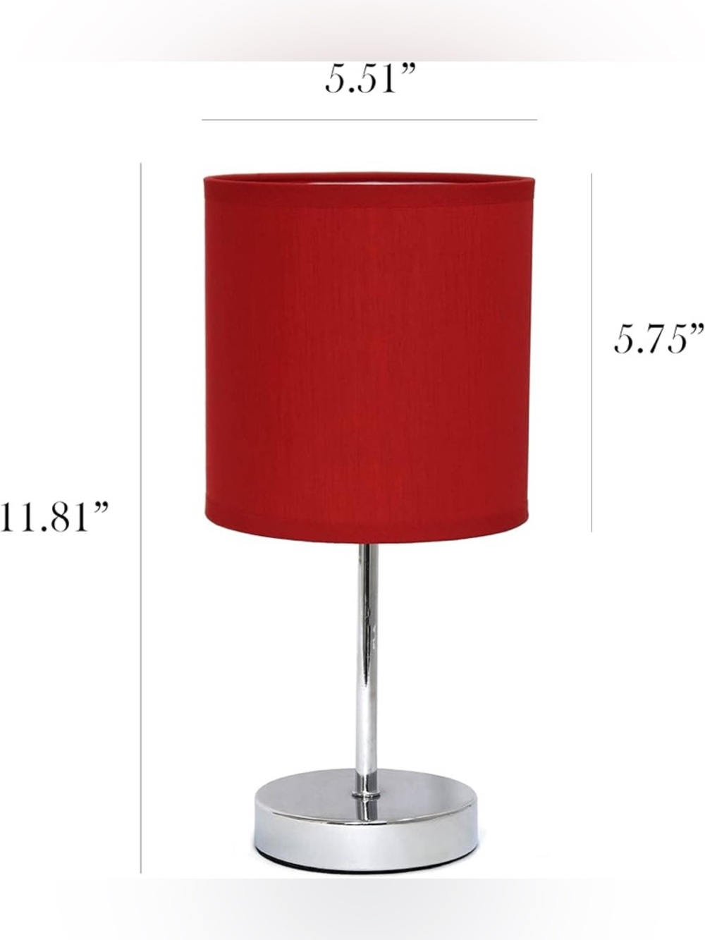 Red Mini Table Lamp Chrome Base Nightstand Desk Lamp - Picture 2 of 6